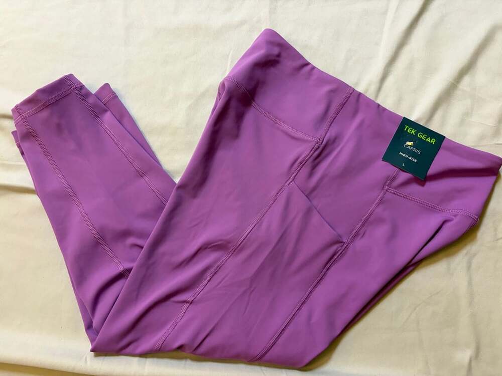 Tek Gear Capris Size L High-Rise Purple Leggings